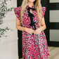 Pattern Pending Bow Detail Dress in Fuchsia and Black