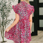 Pattern Pending Bow Detail Dress in Fuchsia and Black