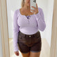 Payton Peekaboo-Lace Long Sleeve Ribbed Henley