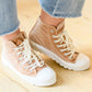 Run Me Down Velvet High Tops in Tan