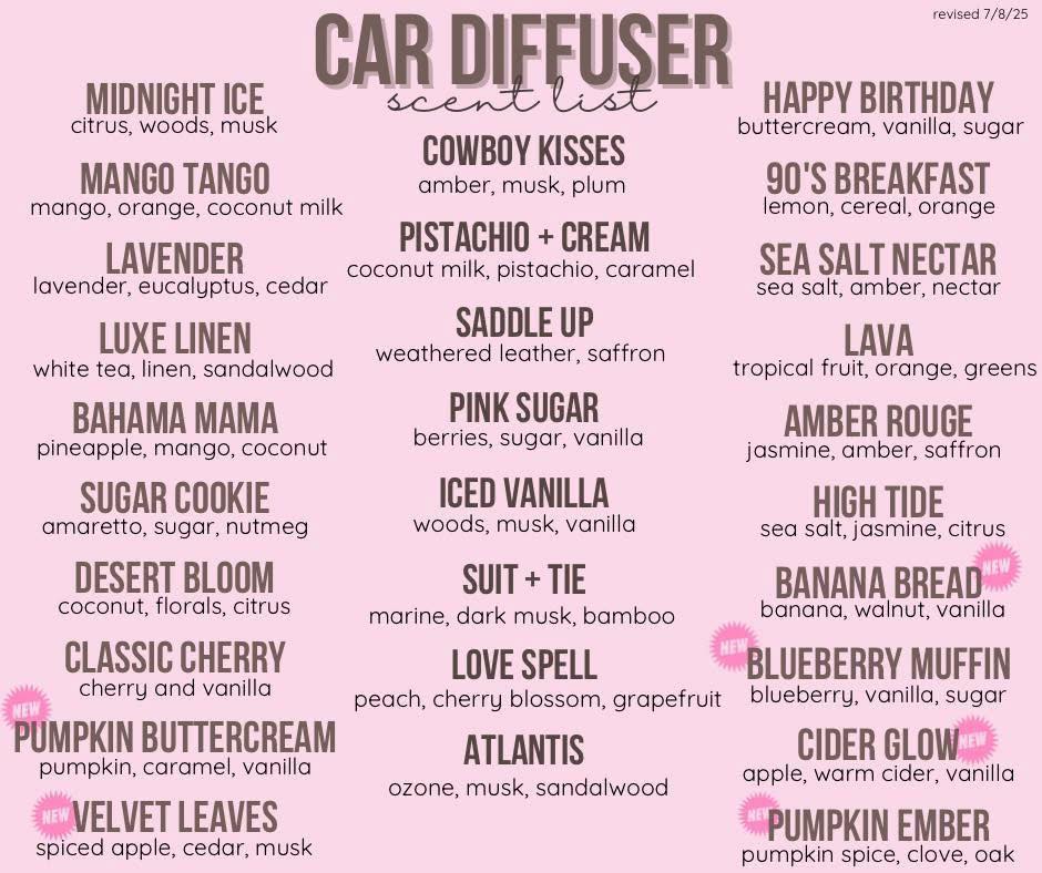 Car Scent Diffusers | Includes NEW FALL Scents