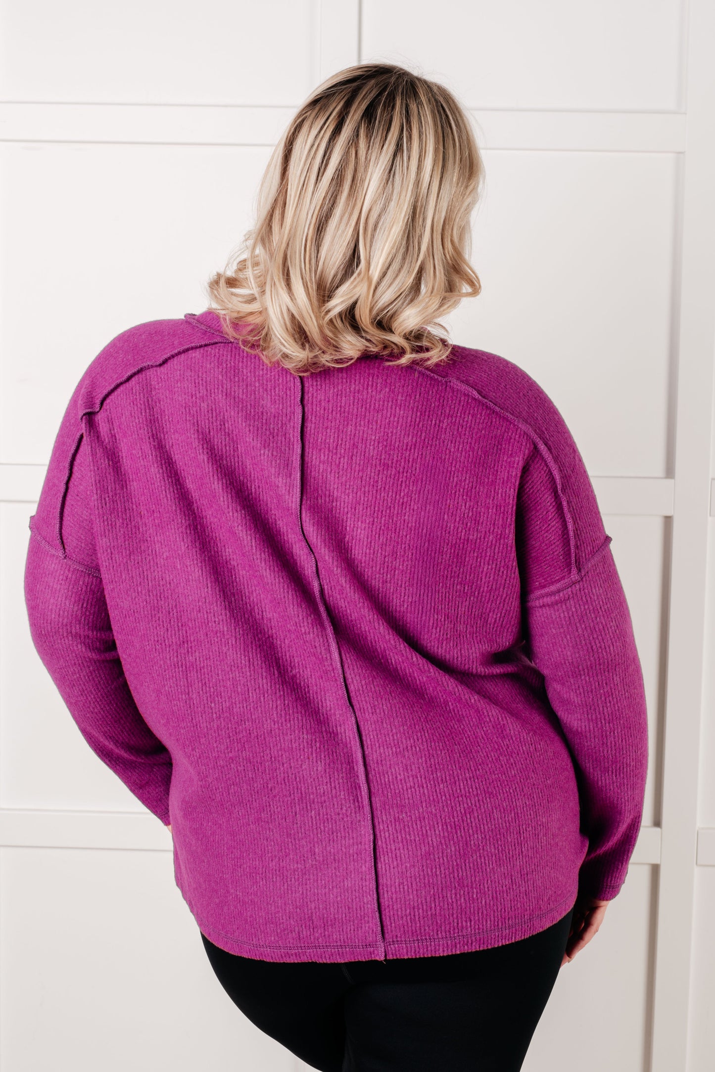 Simply Basic Ribbed Hacci Sweater in Light Plum