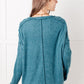 Simply Basic Ribbed Hacci Sweater in Teal