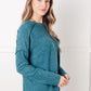 Simply Basic Ribbed Hacci Sweater in Teal