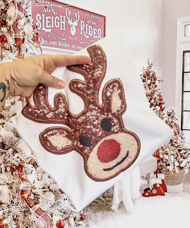 Faux Sequin Christmas Tees