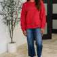 Sweet with a Side Eye Drop Shoulder Pullover in True Red