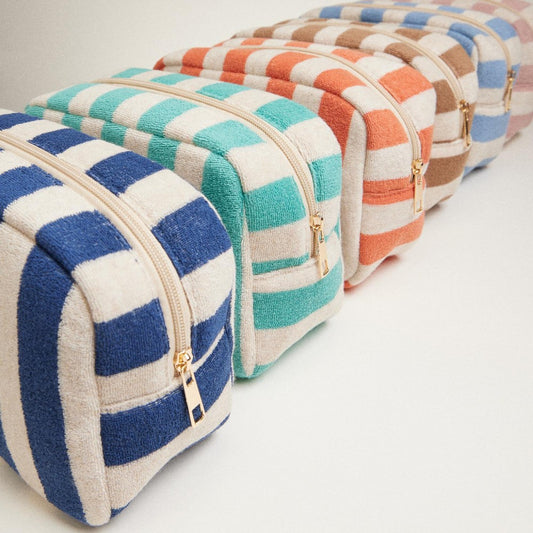 Stripe Terry Cloth Travel Pouch