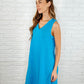 The Power I Hold V-Neck Ribbed Knit Dress in Aqua Glow