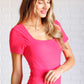 They're Not Like Us Square Neck Bodysuit in Flamingo Pink