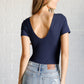 They're Not Like Us Square Neck Bodysuit in Navy