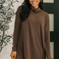 Travel Destination Cowl Neck Pullover in Chocolate