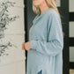 Urban Flux Scooped Hi-Low Long Pullover in Blue Grey
