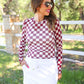 Alyssa Mesh Top — Maroon Checkered