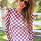 Alyssa Mesh Top — Maroon Checkered