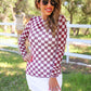 Alyssa Mesh Top — Maroon Checkered
