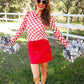 Alyssa Mesh Top — Red Checkered