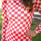 Alyssa Mesh Top — Red Checkered