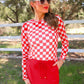 Alyssa Mesh Top — Red Checkered