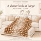 Illustrated large blanket size guide, 60 by 72 inches, on a sofa and ottoman; illustration for reference