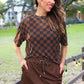Emma Mesh Tee — Black and Chocolate Checkered