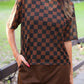 Emma Mesh Tee — Black and Chocolate Checkered