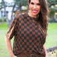 Emma Mesh Tee — Black and Chocolate Checkered
