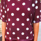 Emma Mesh Tee — Burgundy Polka Dot