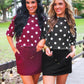 Emma Mesh Tee — Burgundy Polka Dot