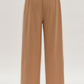 Solid Ribbed Contrast Trim Wide Leg Pants in Camel