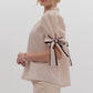 Solid Bow Tie Sleeve Blouse in Ecru