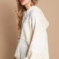 Balloon Sleeve Cut Sew Sweater Knit Top in Cream